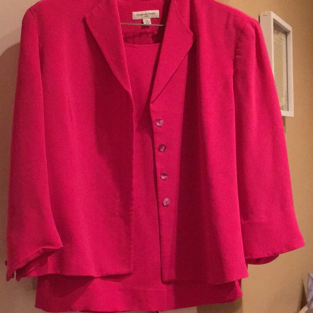 Amanda Smith Size 14 Hot Pink Lined Silk Suit